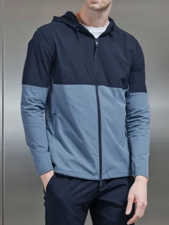 Active Technical Colour Block Windbreaker - Navy Light Blue