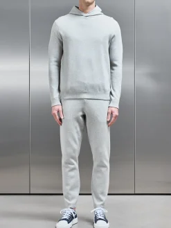 Chunky Knitted Pull Over Hoodie - Marl Grey