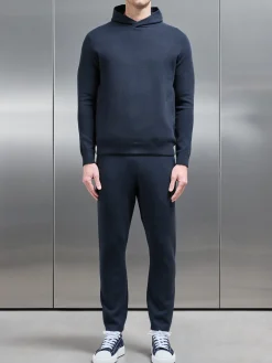 Chunky Knitted Pull Over Hoodie - Navy