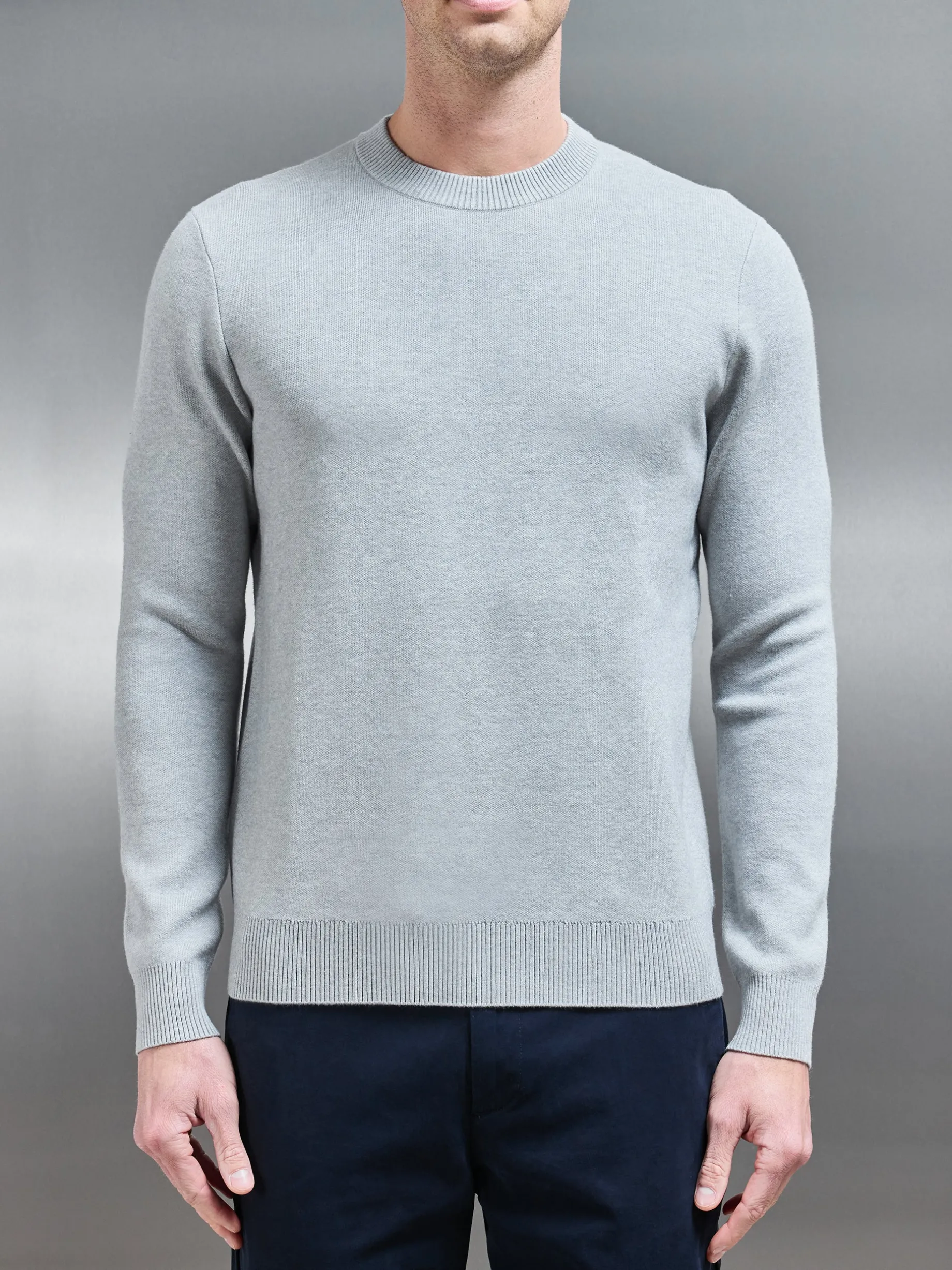 Chunky Knitted Sweatshirt - Marl Grey