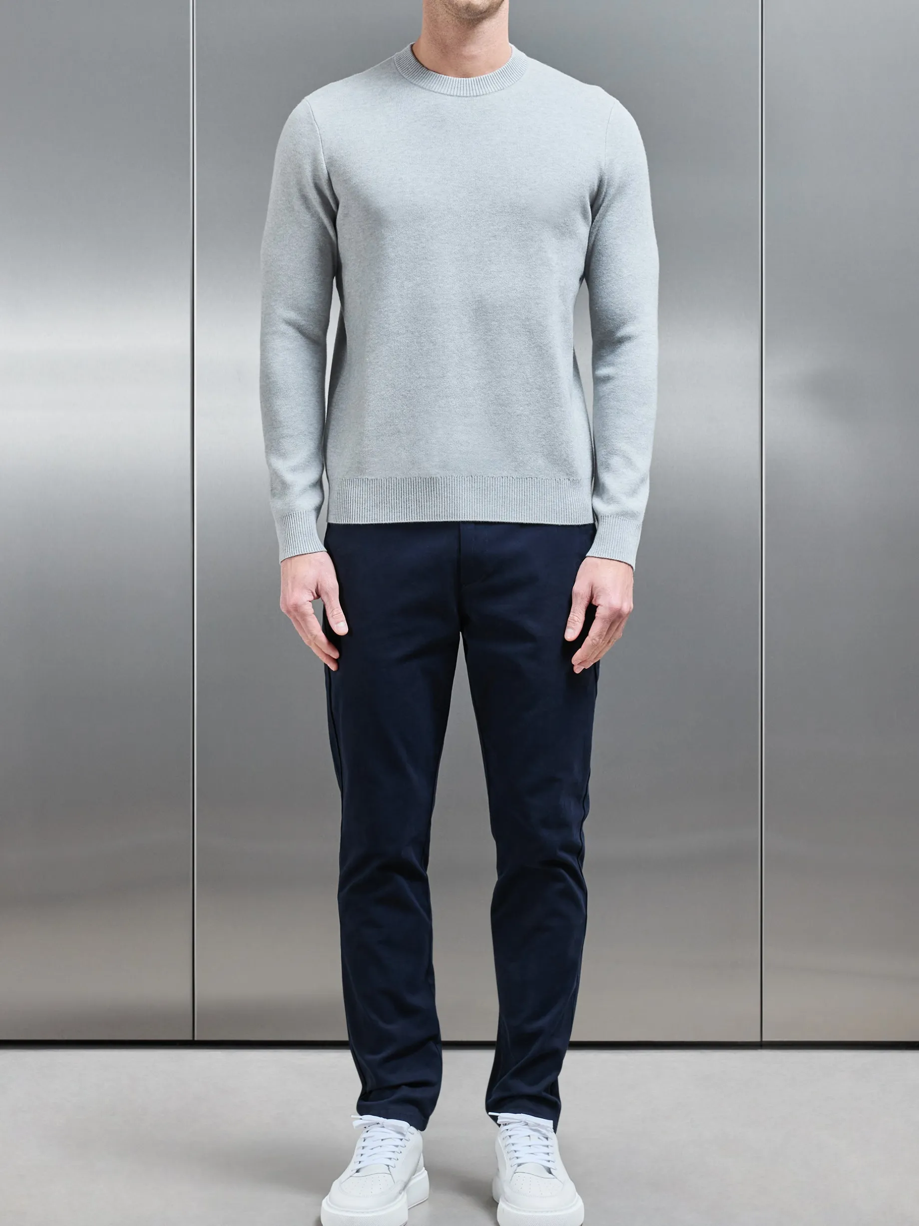 Chunky Knitted Sweatshirt - Marl Grey