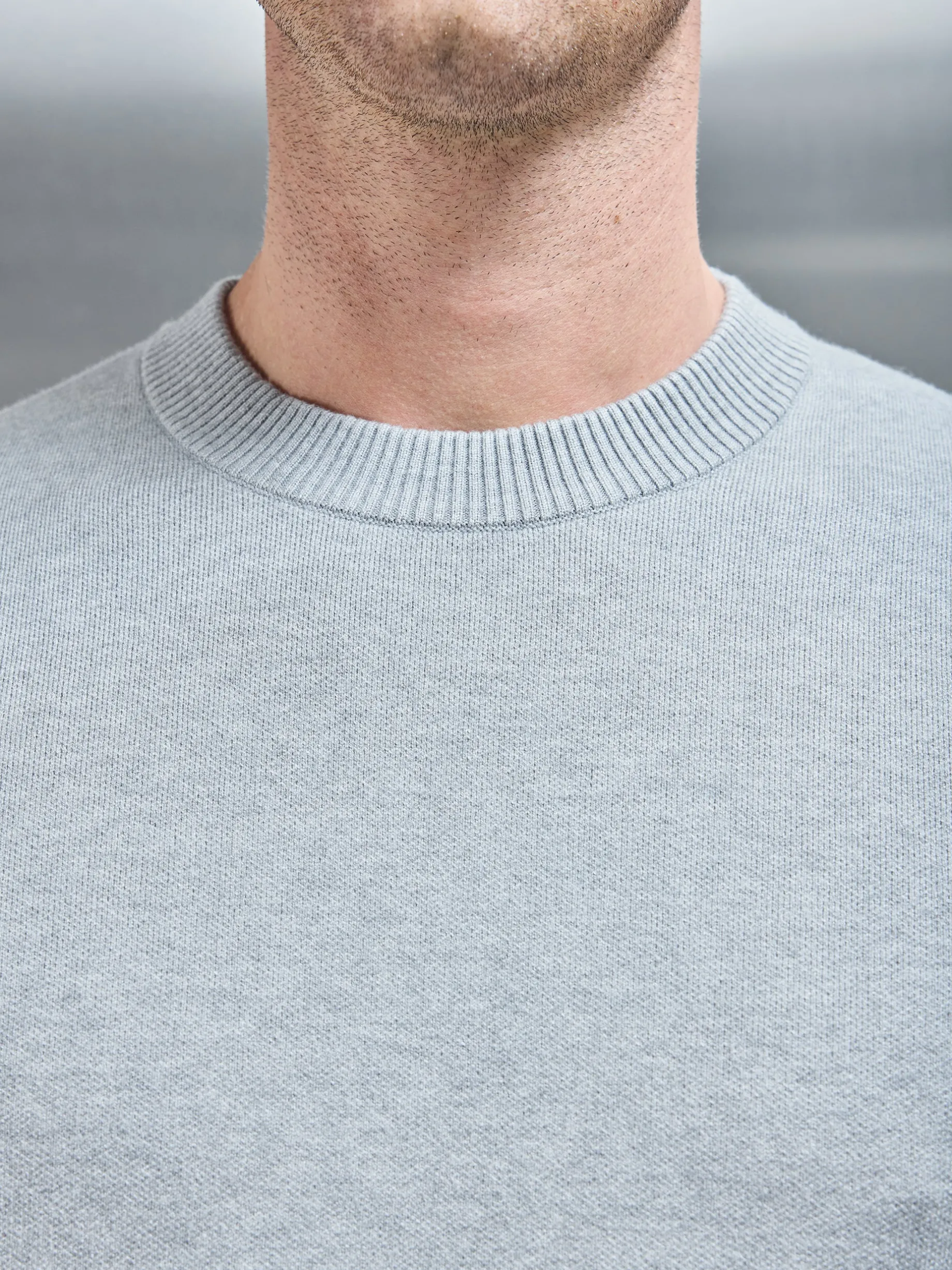 Chunky Knitted Sweatshirt - Marl Grey