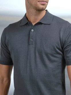 Cotton and Silk Polo Shirt - Charcoal