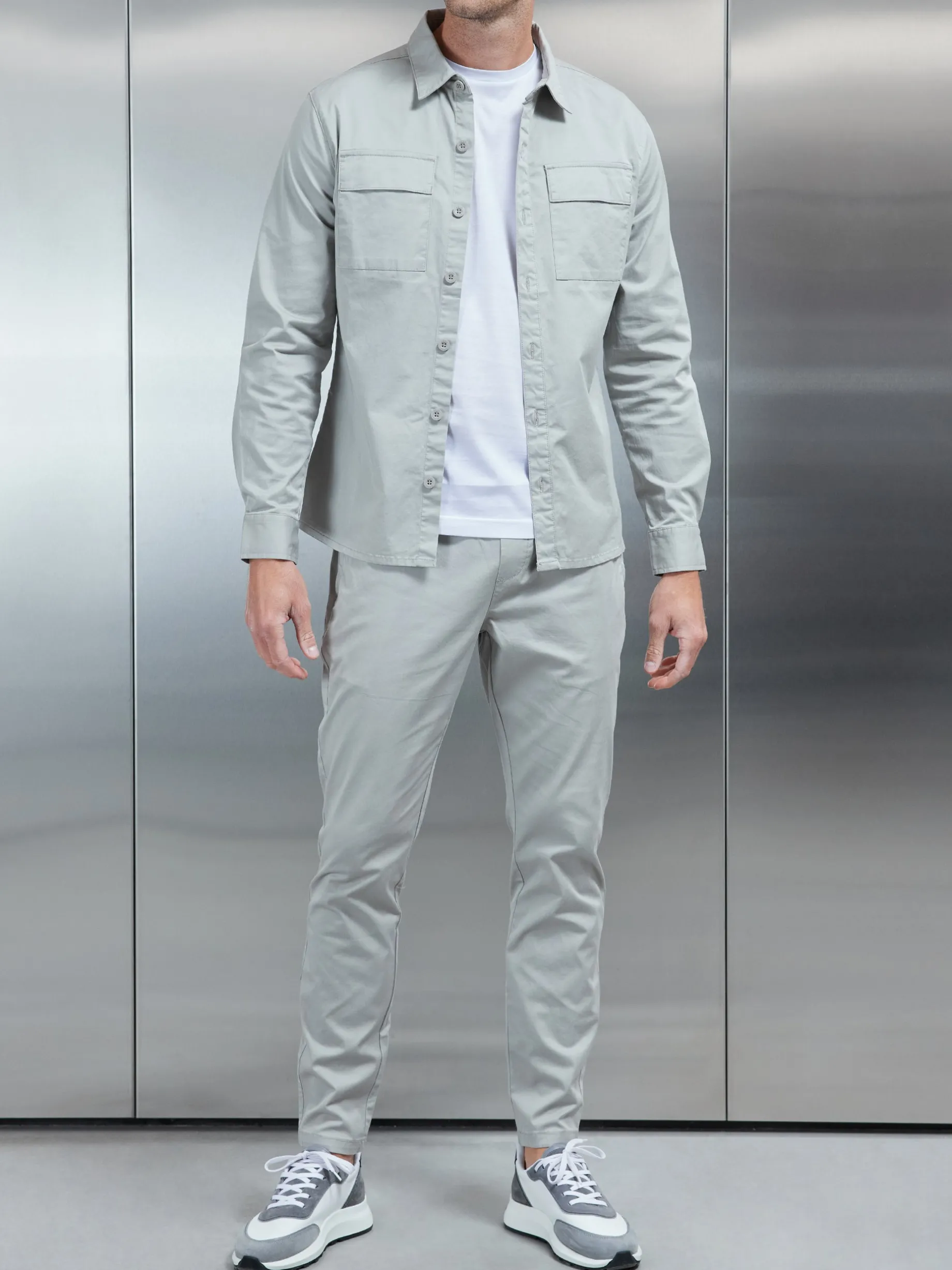 Cotton Cargo Overshirt - Stone
