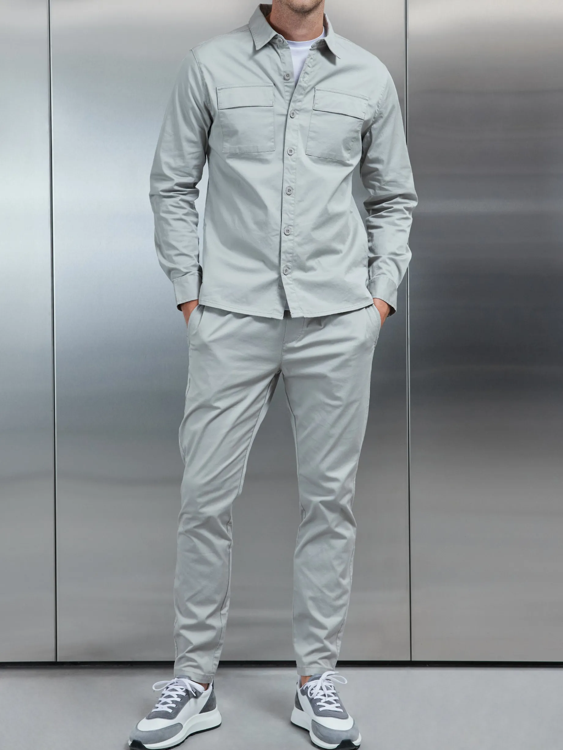 Cotton Cargo Overshirt - Stone