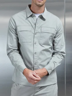 Cotton Cargo Overshirt - Stone