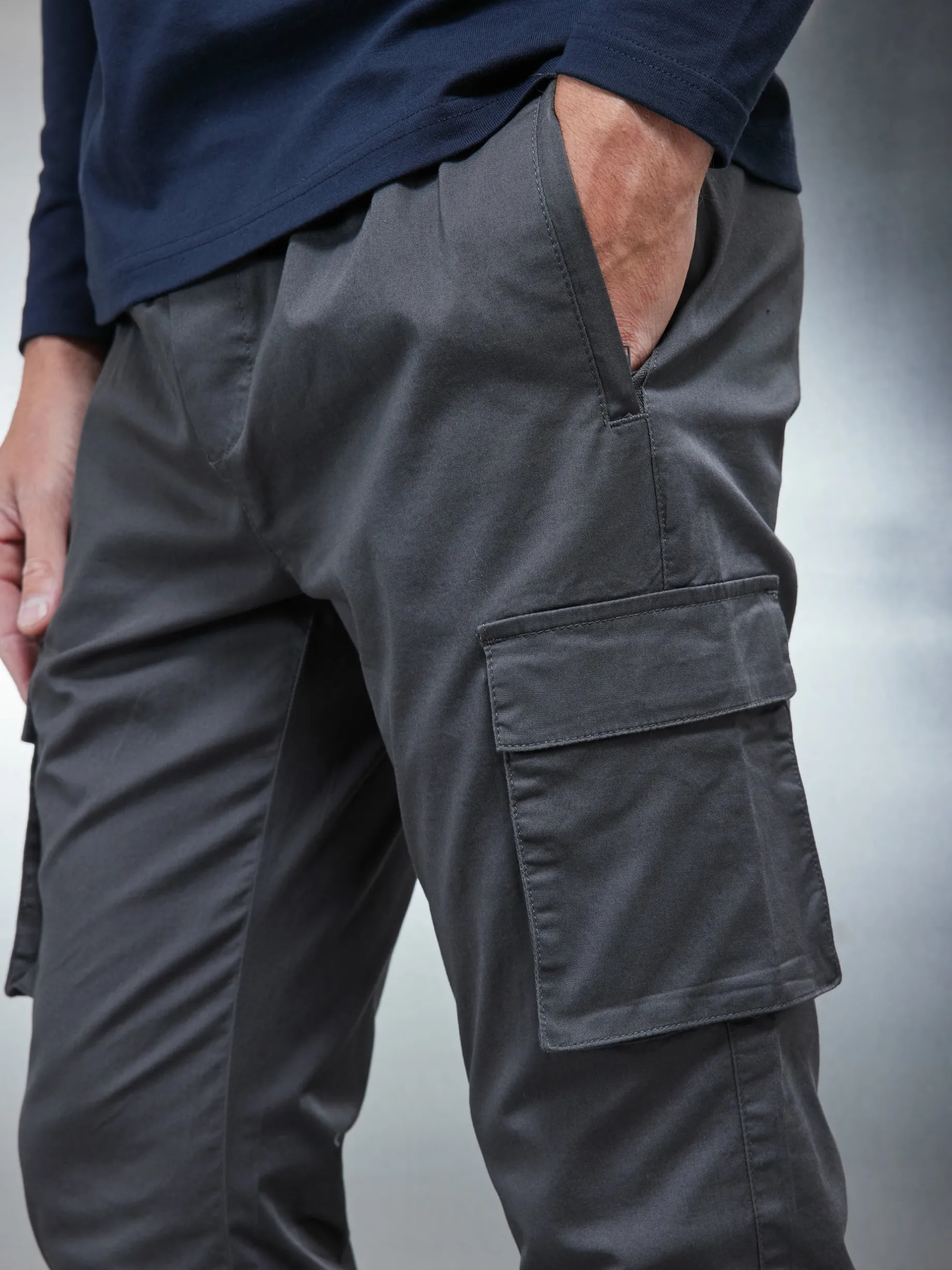Cotton Drawstring Cargo Pant - Grey