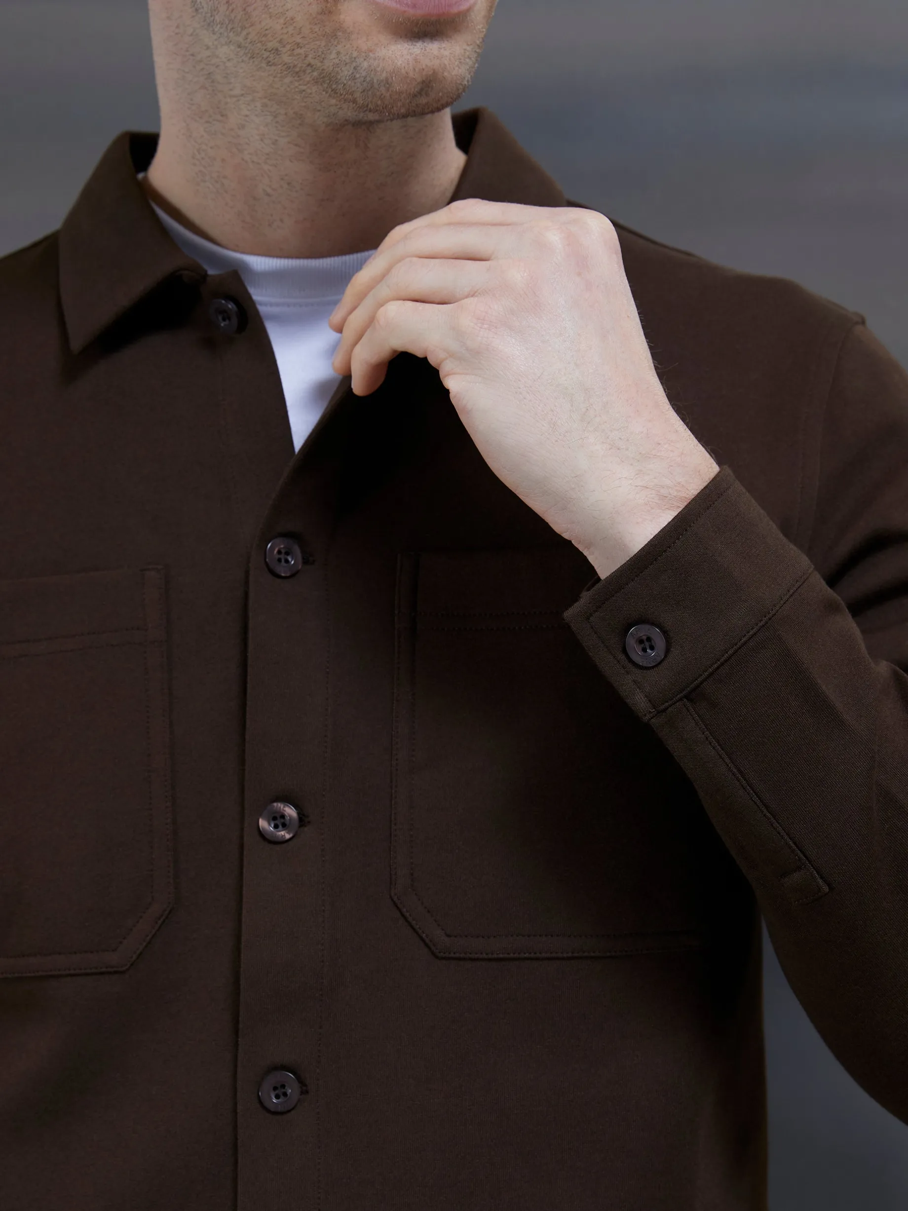 Cotton Jersey Overshirt - Brown
