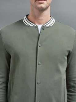 Cotton Jersey Varsity Jacket - Sage