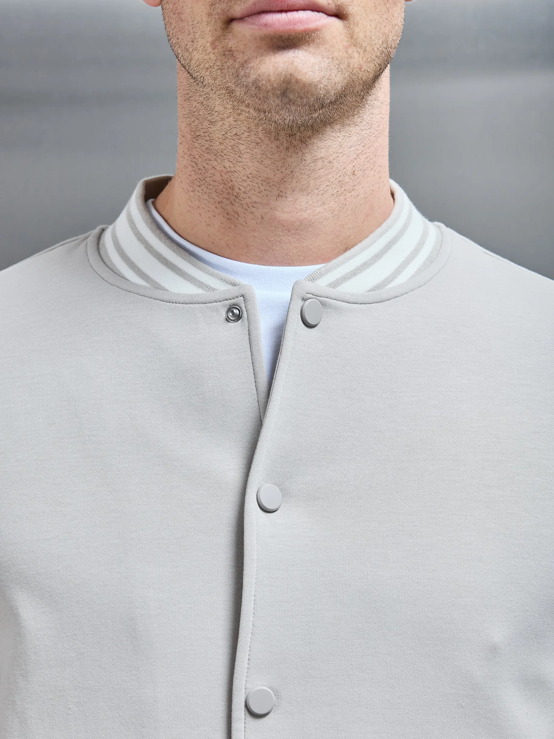 Cotton Jersey Varsity Jacket - Stone