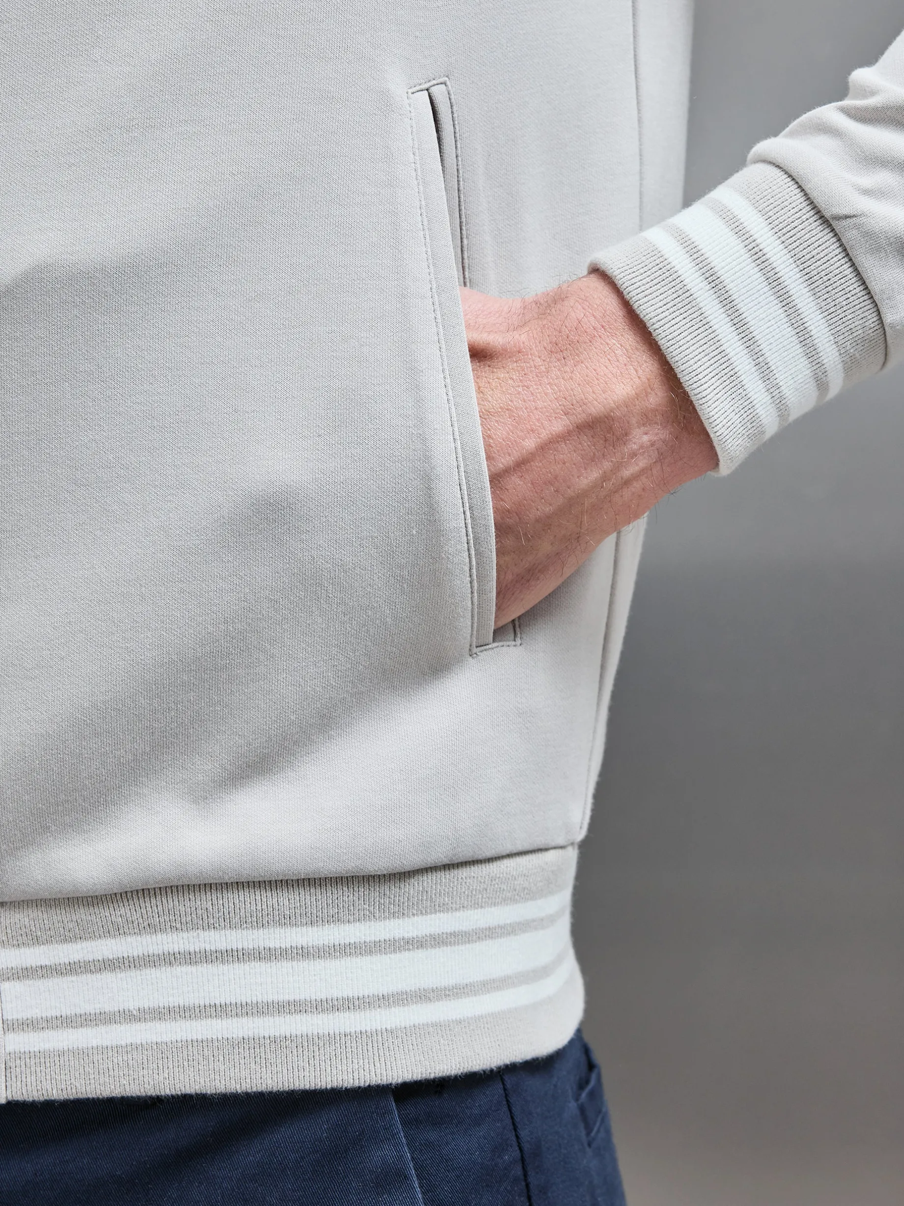 Cotton Jersey Varsity Jacket - Stone