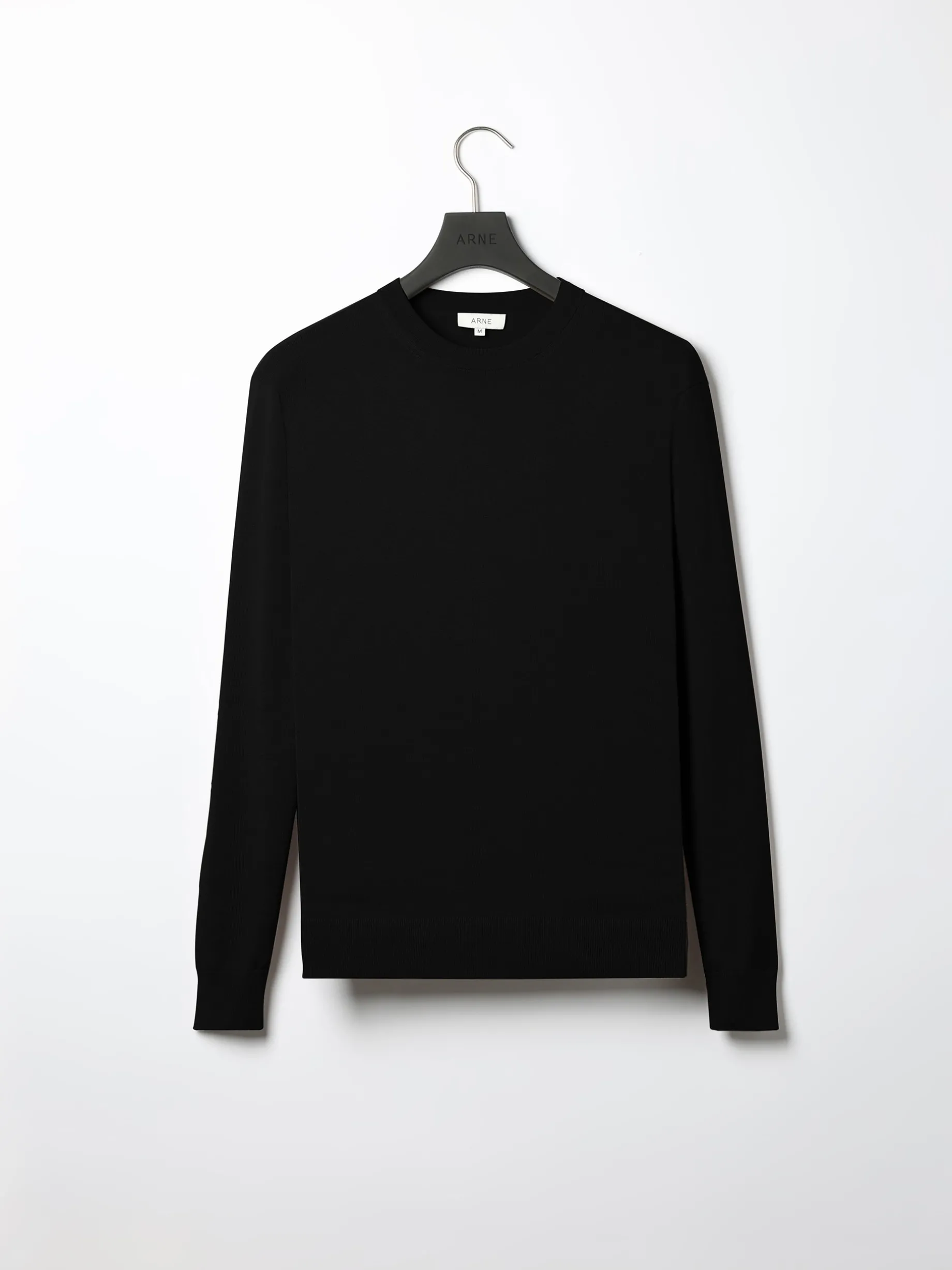 Cotton Knitted Crew Neck Sweatshirt - Black