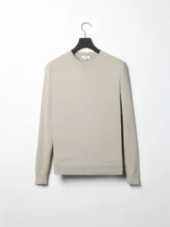 Cotton Knitted Crew Neck Sweatshirt - Stone