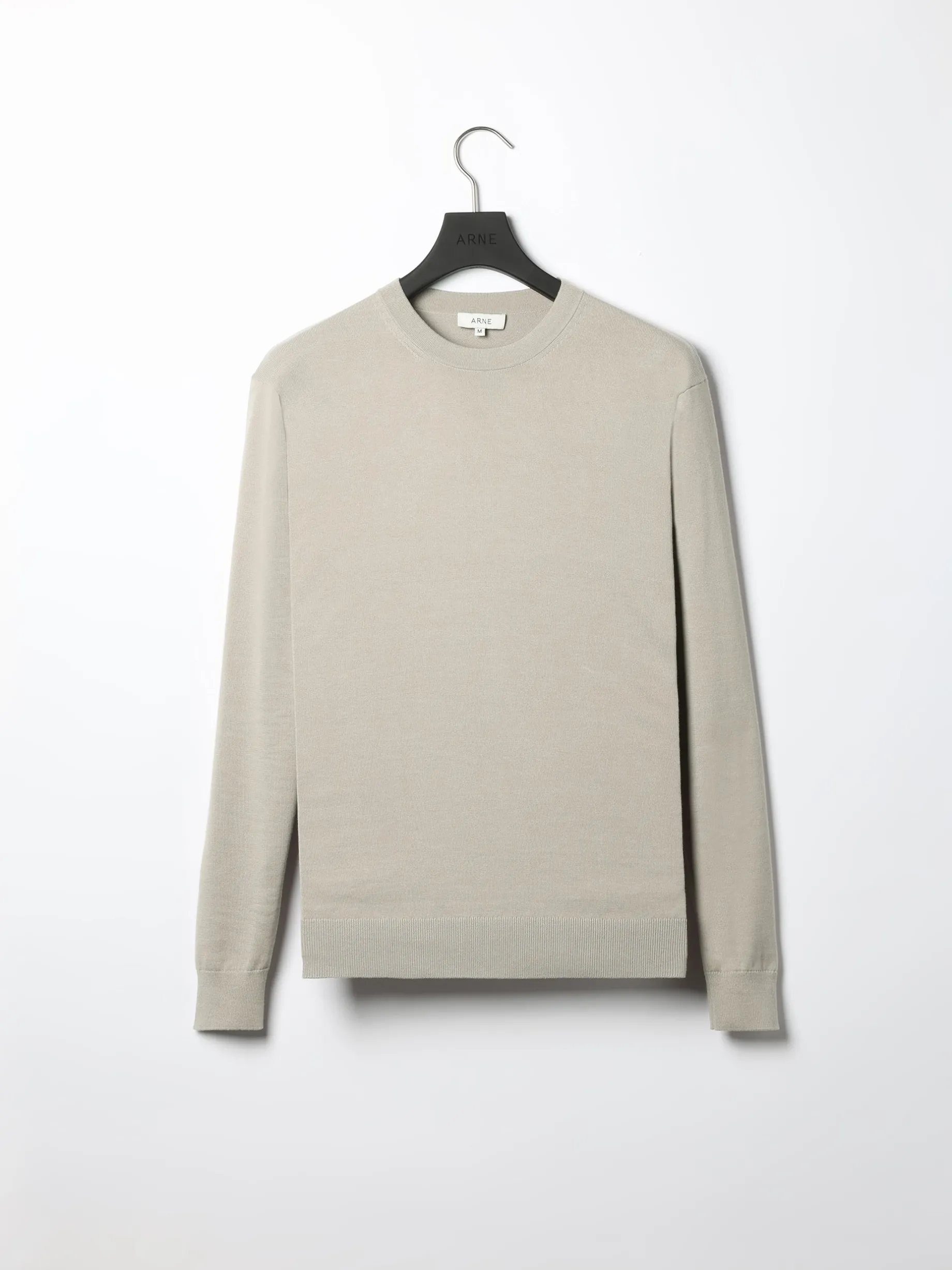 Cotton Knitted Crew Neck Sweatshirt - Stone