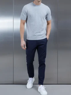 Cotton Knitted T-Shirt - Marl Grey