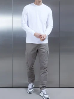 Cotton Pocket Long Sleeve T-Shirt - White
