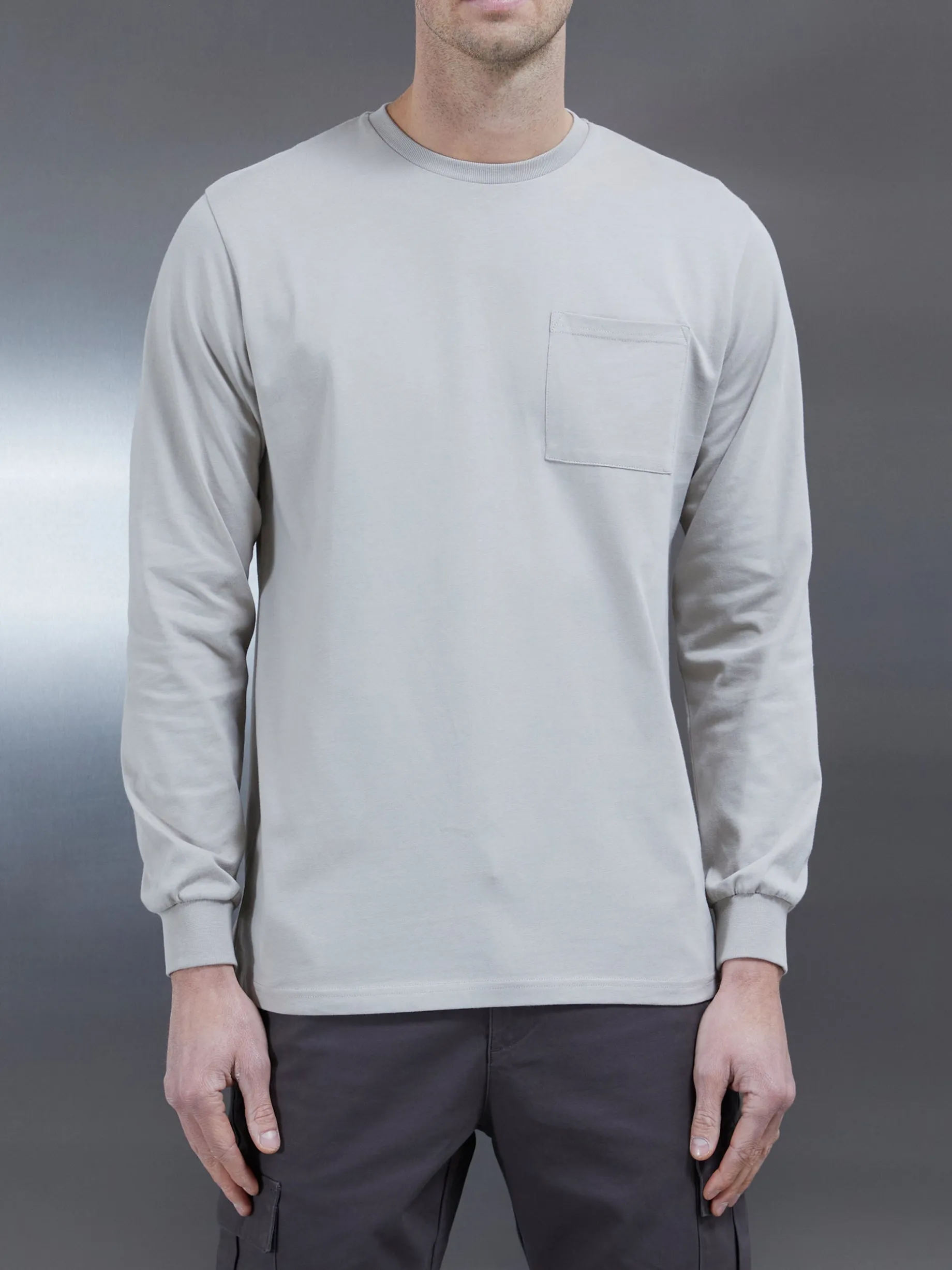 Cotton Pocket Long Sleeve T-Shirt - Stone