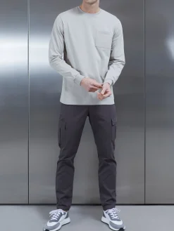 Cotton Pocket Long Sleeve T-Shirt - Stone
