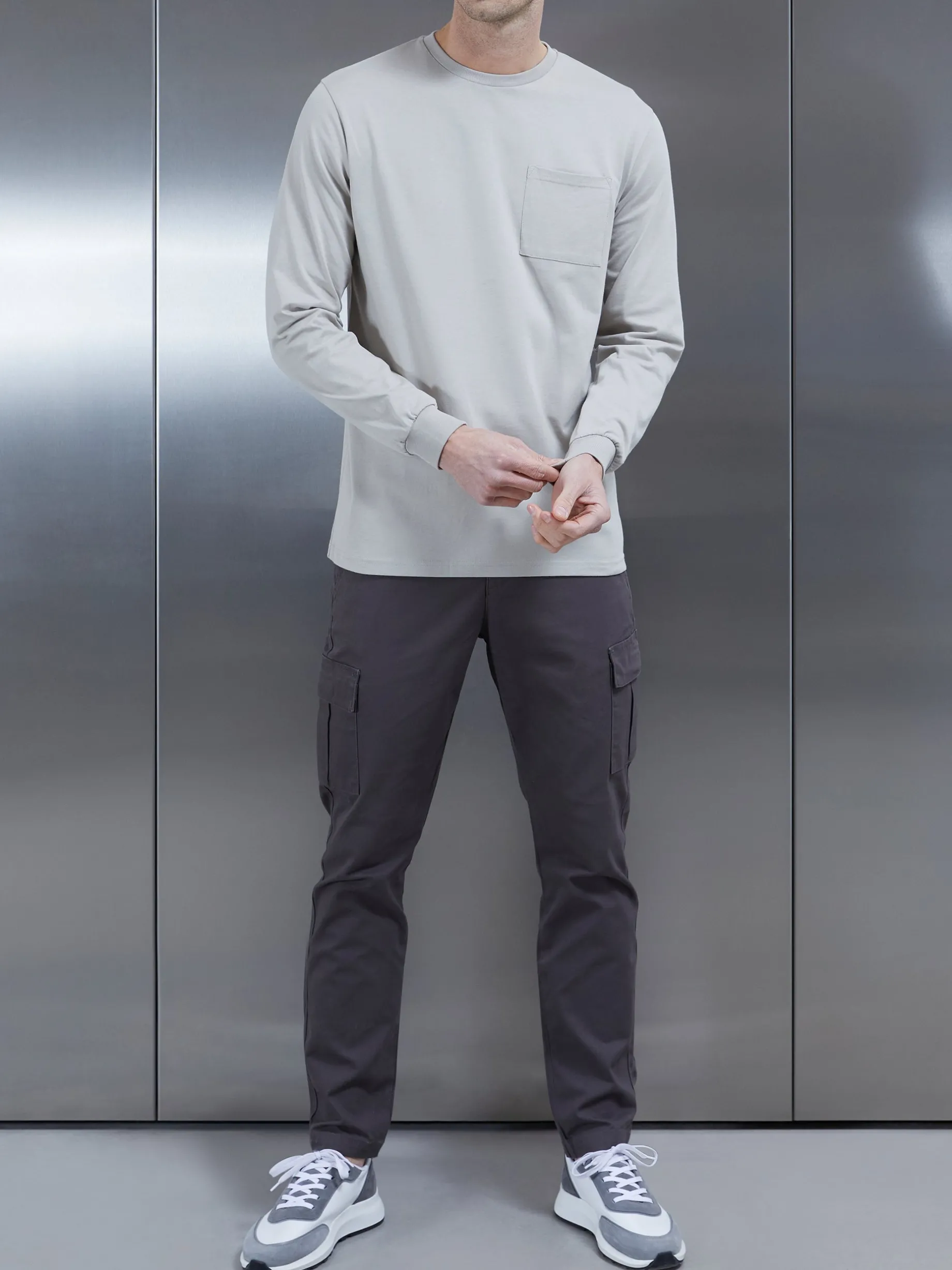 Cotton Pocket Long Sleeve T-Shirt - Stone