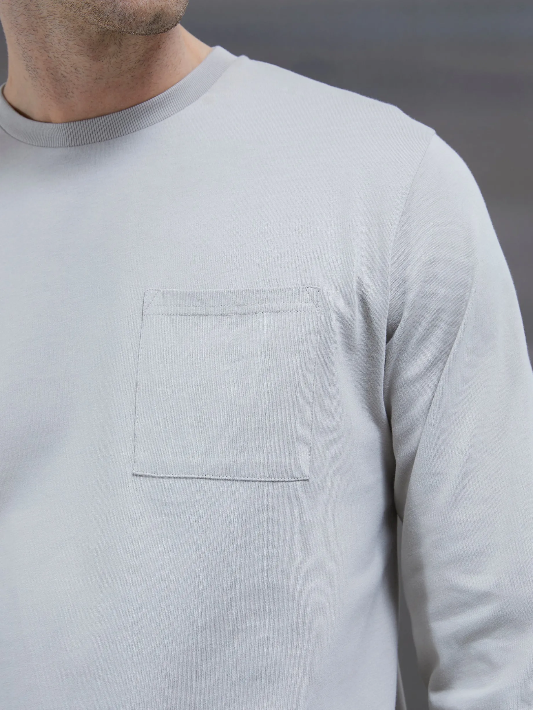 Cotton Pocket Long Sleeve T-Shirt - Stone