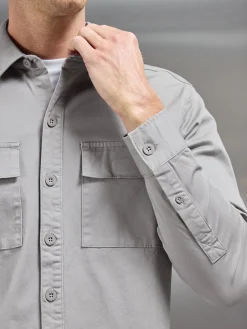 Cotton Pocket Overshirt - Stone