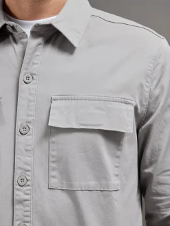 Cotton Pocket Overshirt - Stone