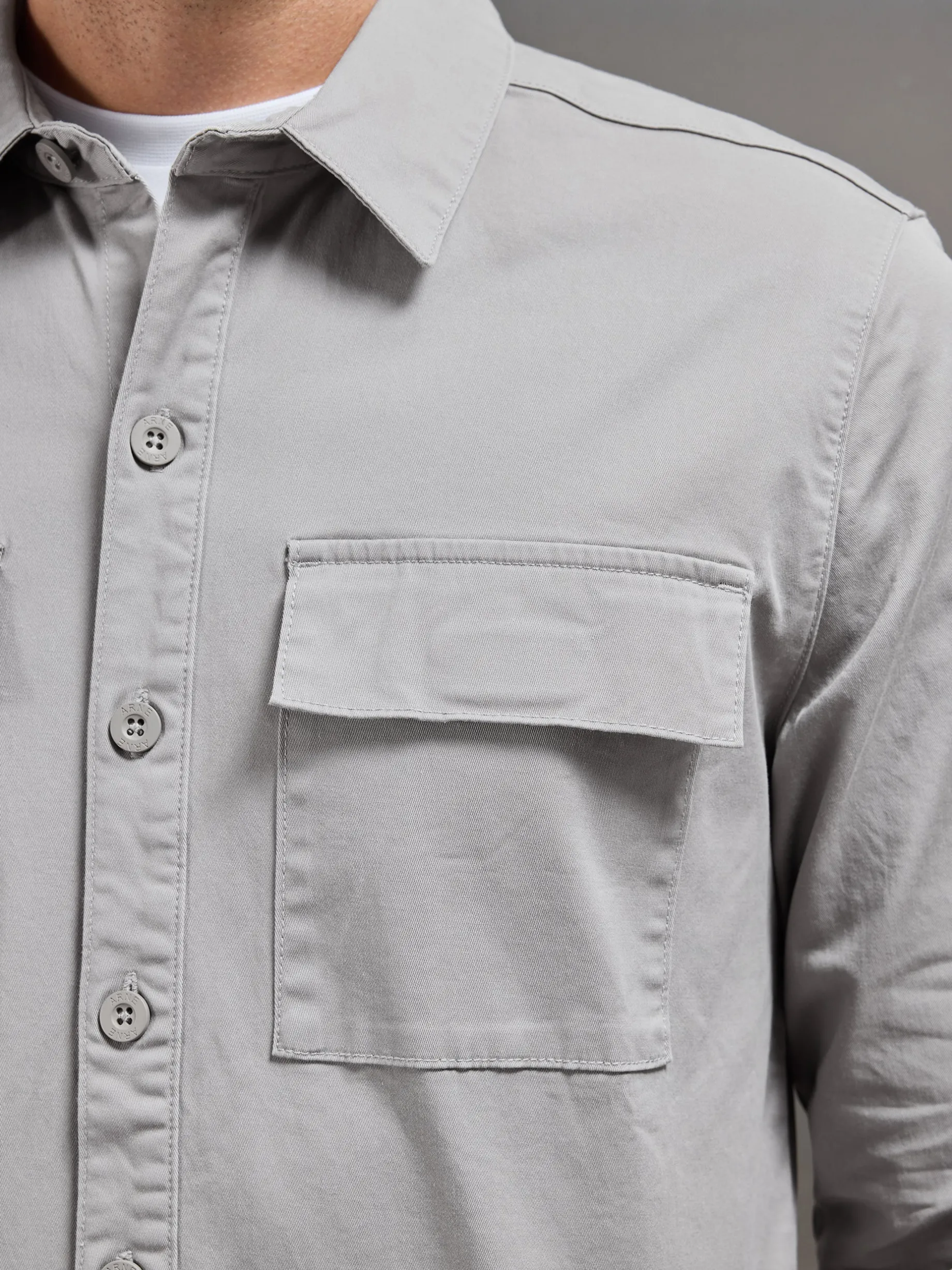 Cotton Pocket Overshirt - Stone