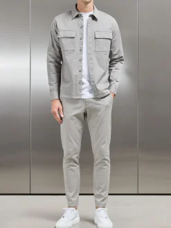 Cotton Pocket Overshirt - Stone