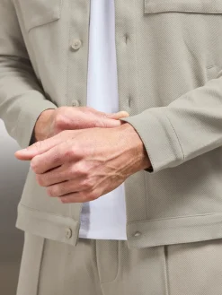 Cotton Twill Overshirt - Stone