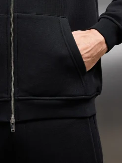 Essential Relaxed Fit Zip Through Hoodie - Black