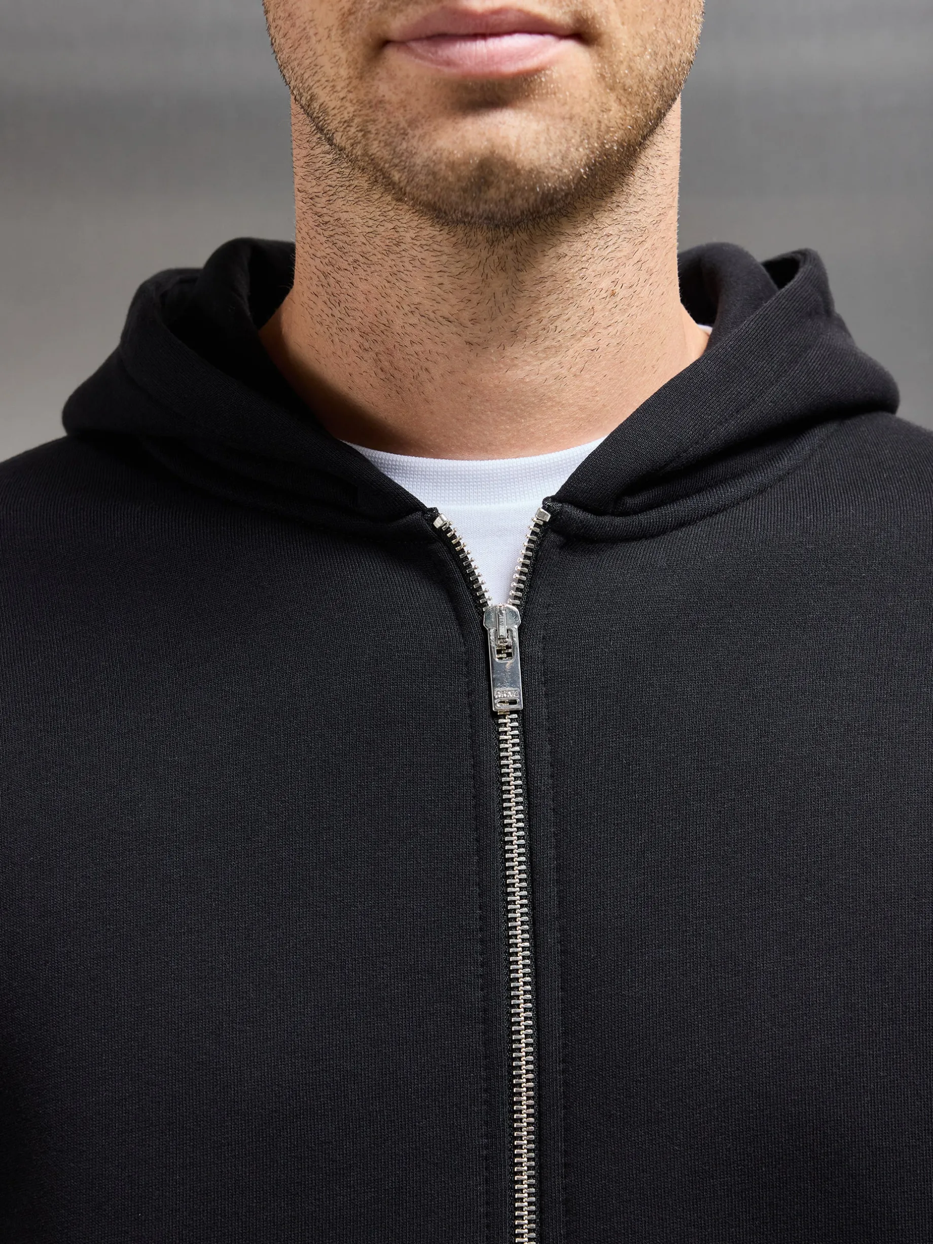 Essential Relaxed Fit Zip Through Hoodie - Black