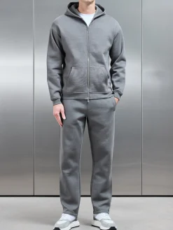 Essential Relaxed Fit Zip Through Hoodie - Grey