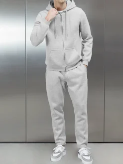 Essential Zip Through Hoodie - Marl Grey