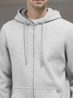 Essential Zip Through Hoodie - Marl Grey
