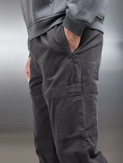 Garment Dye Cotton Cargo Pant - Grey