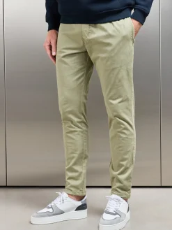 Garment Dye Cotton Trouser - Olive