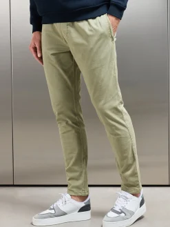 Garment Dye Cotton Trouser - Olive