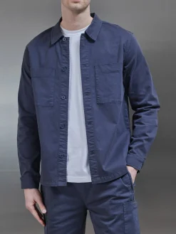 Garment Dye Overshirt - Navy