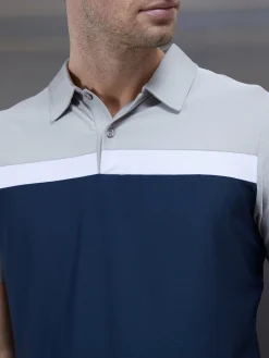 Golf Colour Block Polo Shirt - Navy
