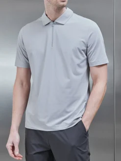 Golf Technical Zip Polo Shirt - Mid Grey