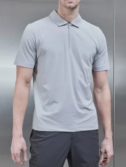 Golf Technical Zip Polo Shirt - Mid Grey