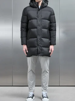 Goose Down Mid Length Jacket - Black