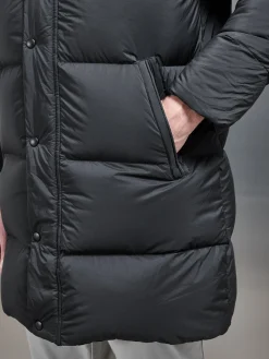 Goose Down Mid Length Jacket - Black