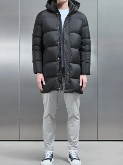 Goose Down Mid Length Jacket - Black