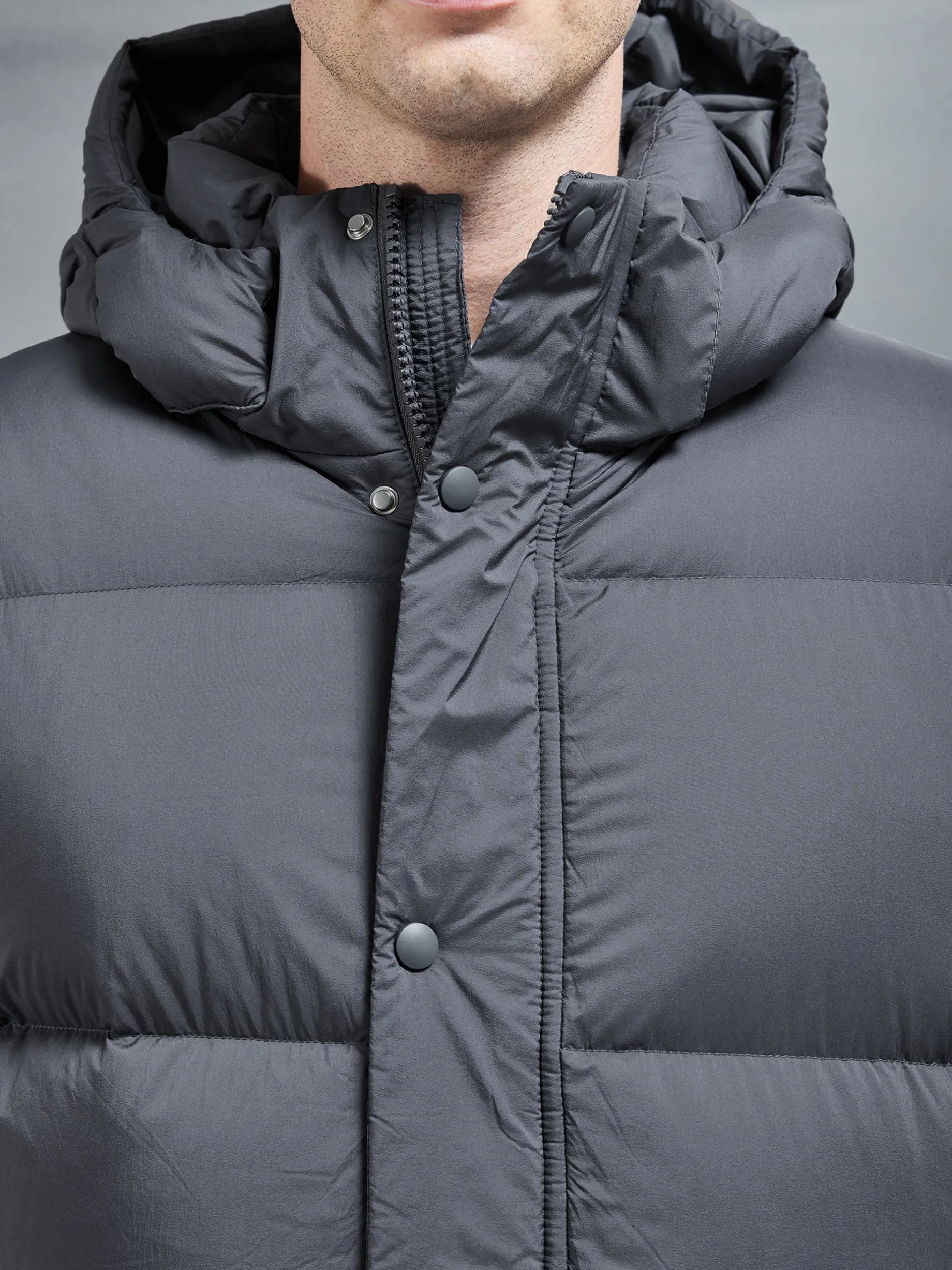 Goose Down Mid Length Jacket - Grey
