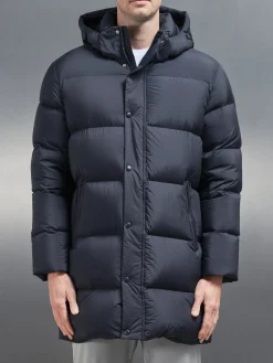 Goose Down Mid Length Jacket - Navy