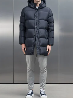 Goose Down Mid Length Jacket - Navy