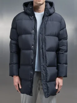 Goose Down Mid Length Jacket - Navy