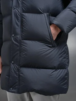 Goose Down Mid Length Jacket - Navy