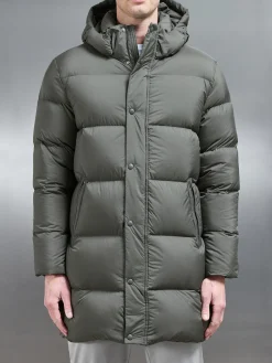 Goose Down Mid Length Jacket - Olive